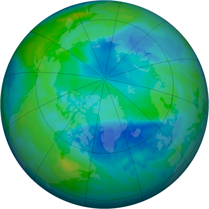 Arctic ozone map for 23 October 1997